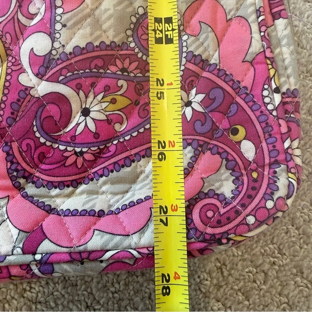 Vera Bradley Pink Paisley Meets Plaid Makeup Bag Hanging Travel Handle Quilted